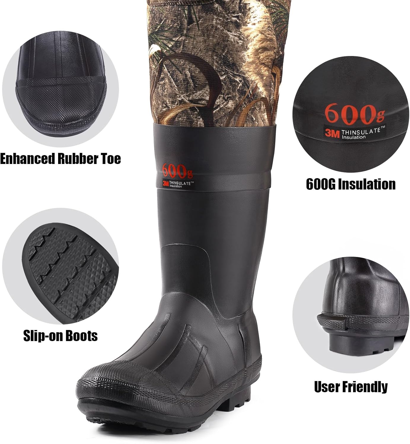 Trudave Chest Waders, 4.5mm Waterproof Neoprene Hunting Wader for Men & Women with 600G Insulated Boots - Image 4