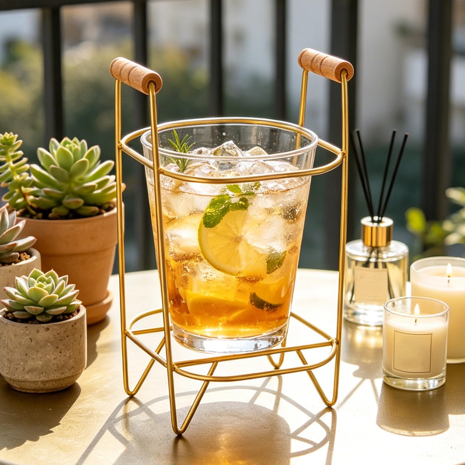 POPETPOP Soporte para Barril de Cerveza de 8 litros, Hierro y Madera