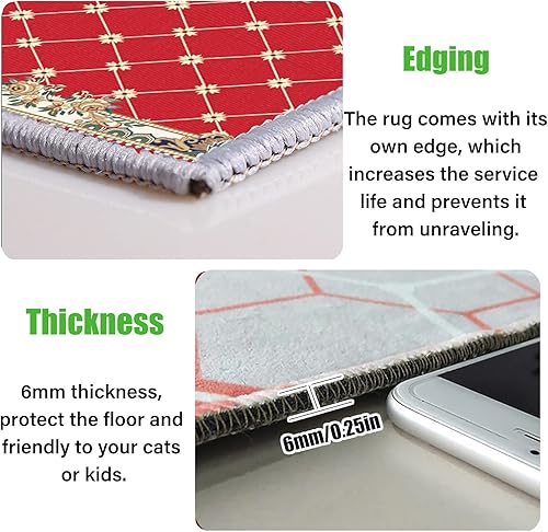 Miniatura 4 de LZMZMQ Alfombra geométrica para entrada interior y exterior, alfombra de felpa suave para el suelo, color negro y azul, alfombra rústica comercial