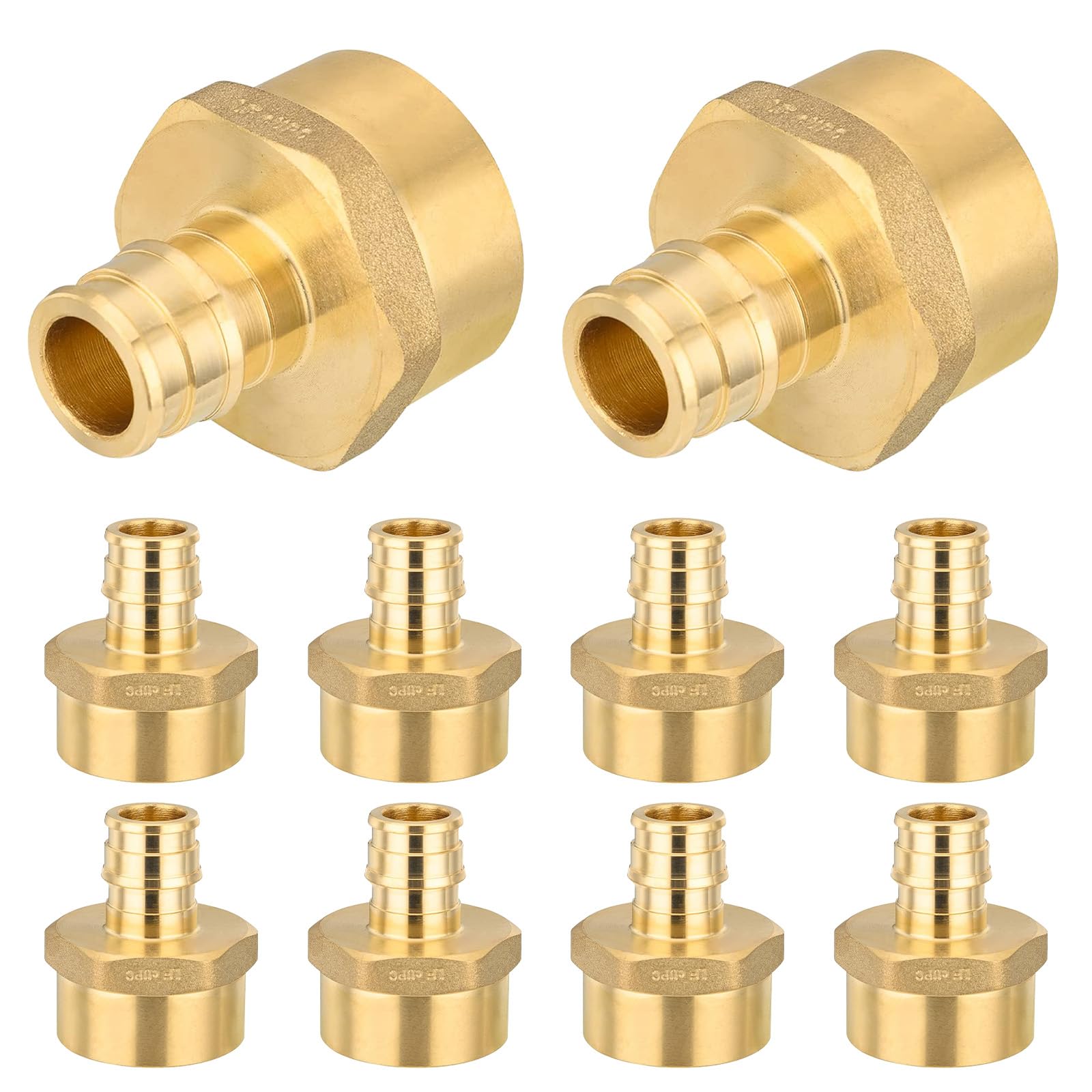 HeSun Paquete de 10 accesorios PEX-A, adaptador de expansión PEX de rosca NPT hembra de 1/2 pulgada x 3/4 pulgadas, ASTM F1960