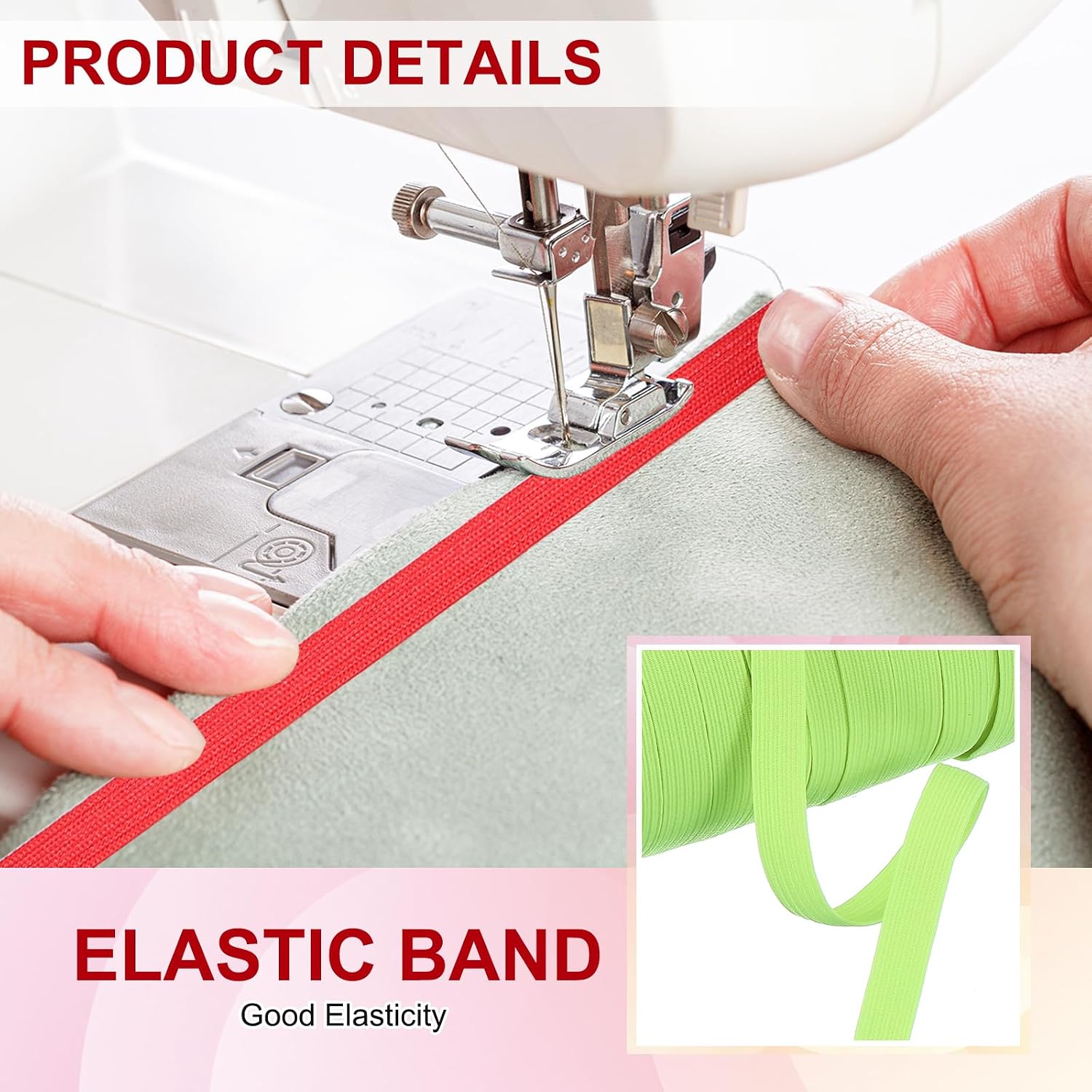 PATIKIL Elastic Bands 3/8 Inch x 50 Yards, Polyester Flat Elastic Cord Stretch Strap for Sewing Crafting DIY, Fluorescent Green