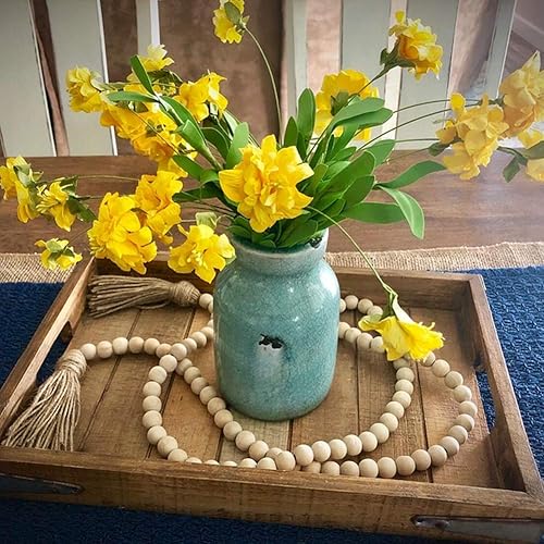 Miniatura 7 de LSKYTOP Guirnalda de cuentas de madera de 60 pulgadas, cuentas de madera con borla, cuentas de granja, cuentas rústicas de oración, cuentas bohemias