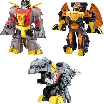 Transformers Dinobot Adventures Dinobot Squad Grimlock, Dinobot Snarl, and Predaking 3-Pack Converting Figures, 4.5-Inch Toys, Ages 3 and Up