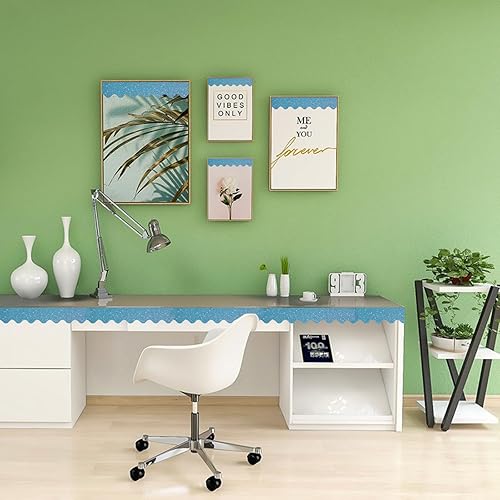 Miniatura 45 de Bordes de tablón de anuncios de 65 pies, bordes festoneados brillantes, borde decorativo para póster, decoración de aula para escuela, tiras de Verde