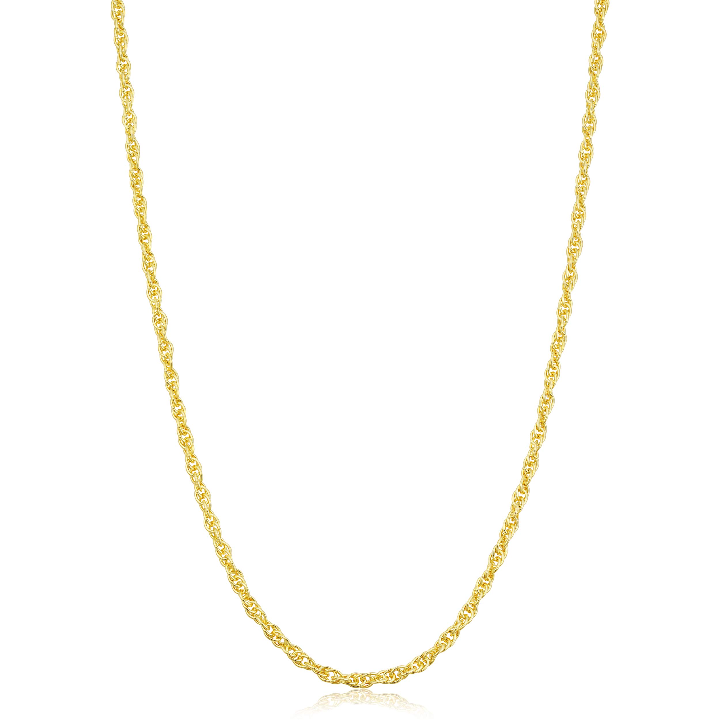 Kooljewelry Sterling Silver or Yellow Gold and Sterling Silver Rope Chain Necklace For Women (1.1 mm, 1.5 mm, 1.8 mm or 2.4 mm - Sizes from 14 to 30
