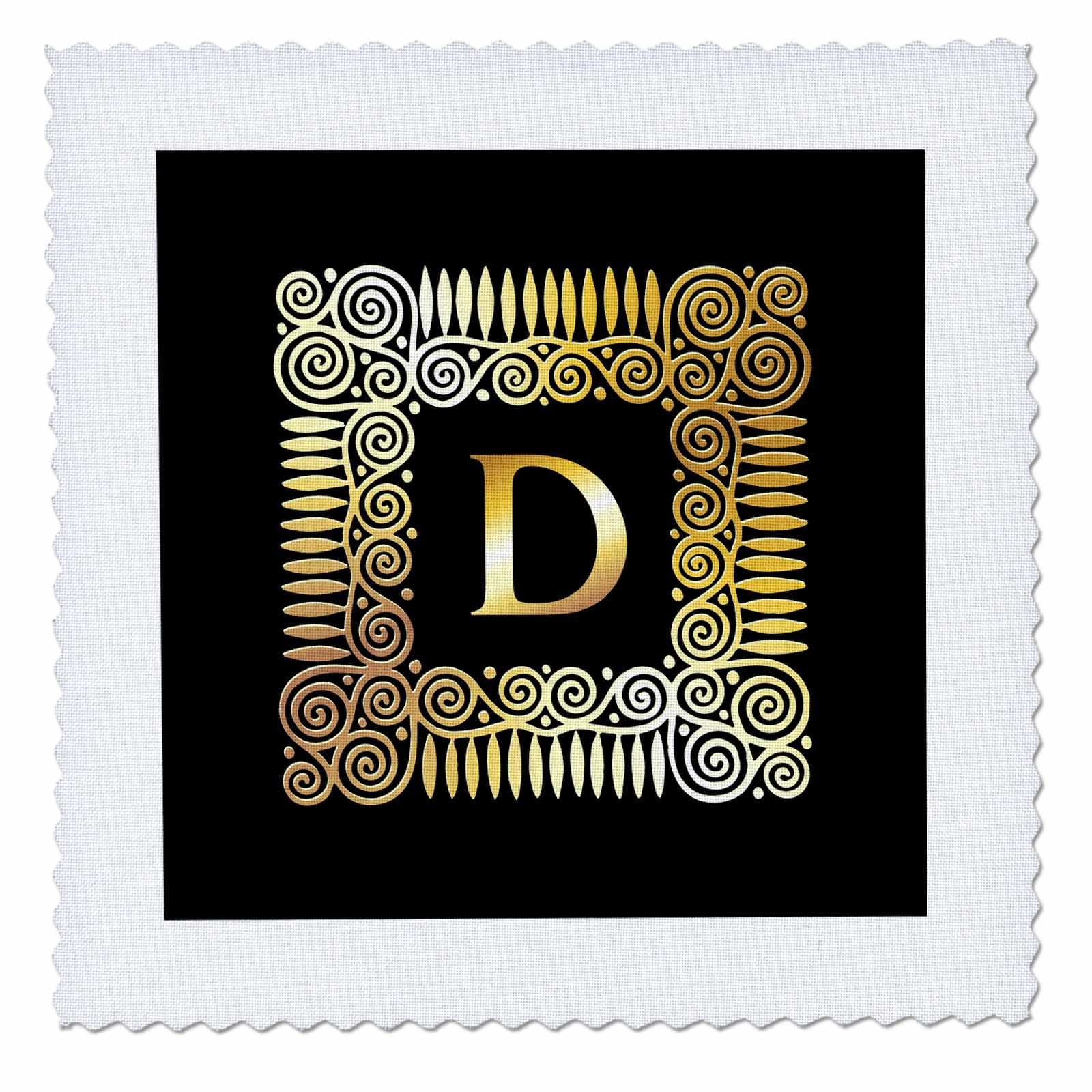 10x10 inch Quilt Square - Letter D- Image of Spirals Forming a Square- not Metal foil Monograms- Spirals- Letter D