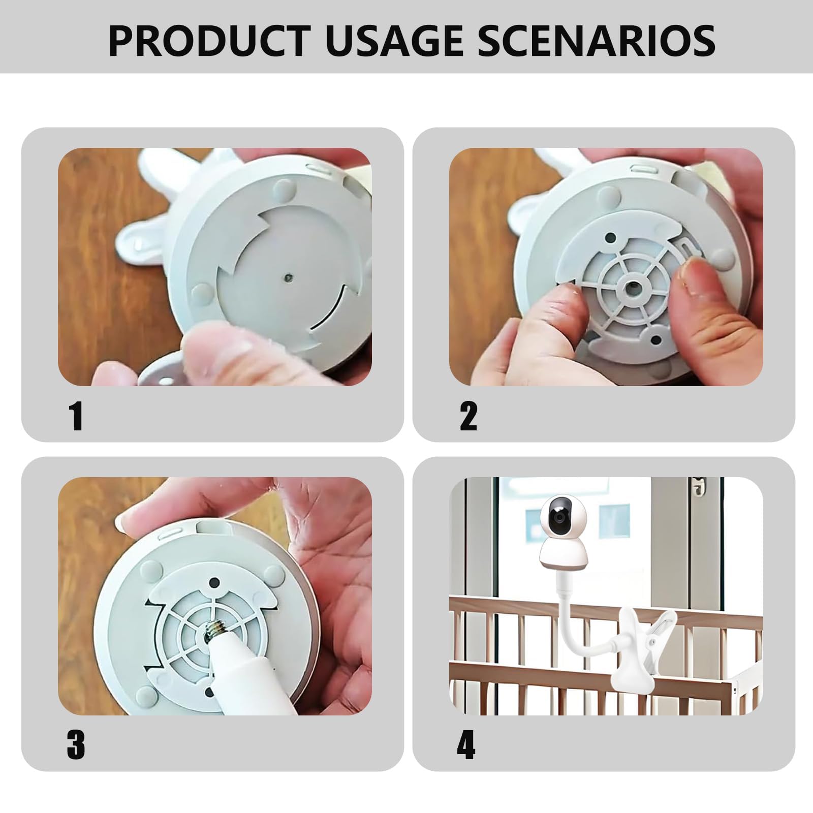 aieieii Baby Monitor Stand Universal Baby Monitor Holder 1/4 Screw Interface for Universal Baby Monitors Compact Design for Indoor Cameras Monitor Stand Clip Mount - Image 4