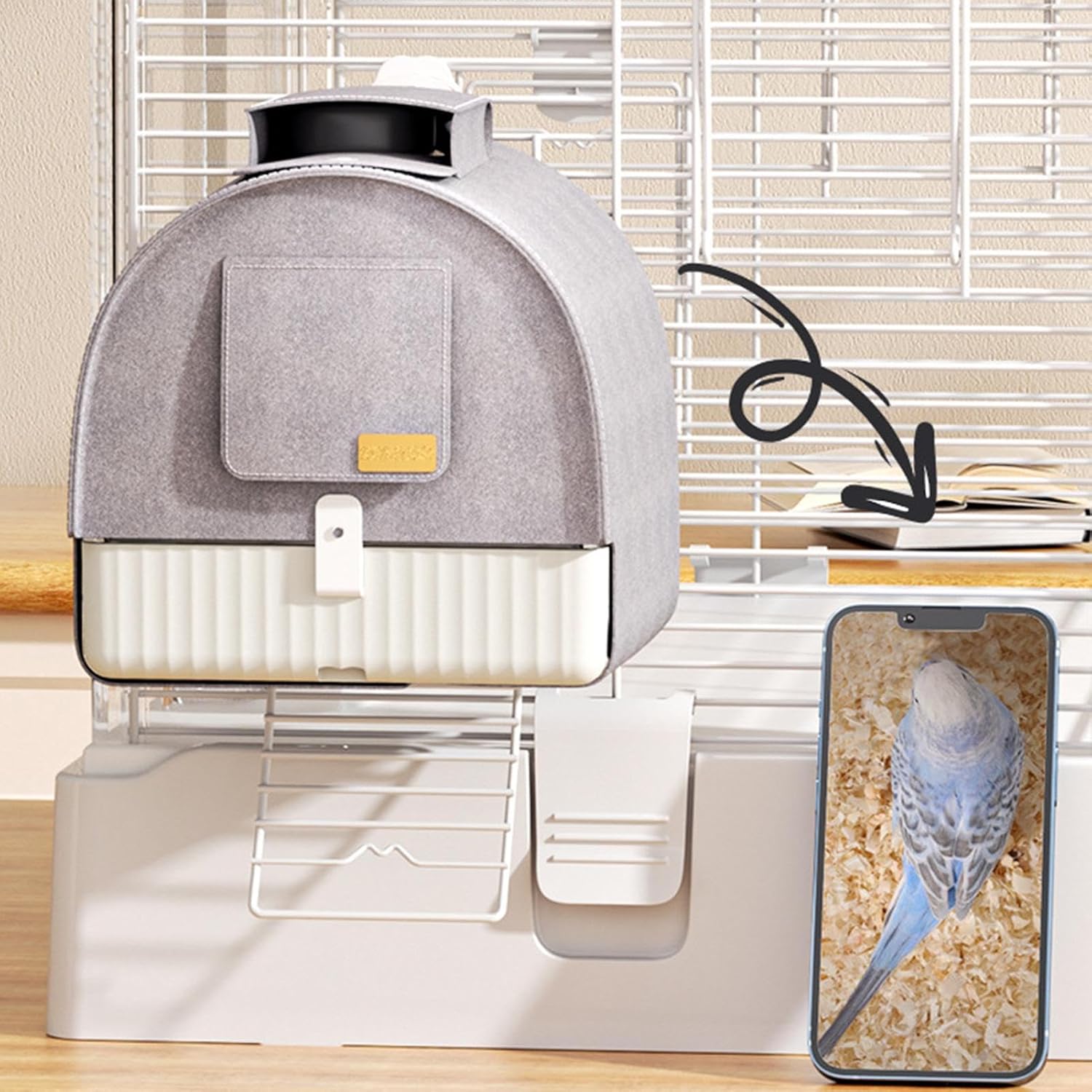 Bird Shower Bath - Space Saving Multifunction Feeding Bowl House for Birds, Durable Pet Bath and Food Station for Lovebirds Macaws Parrots Sparrows Parakeets Budgies Garden Yard Balcony Patio Lawn Use