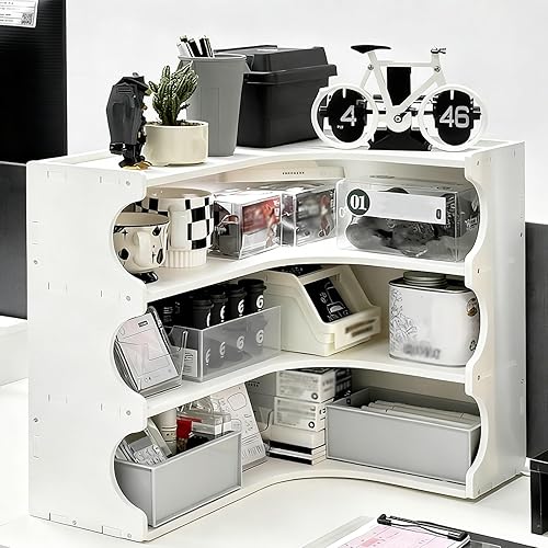 JHDXL Desktop Bookshelf for Top of Desk, Space Saving Desktop Bookshelf, Shelf Organizer Display Rack, Desk Hutch Shelf for Dorm Study Office