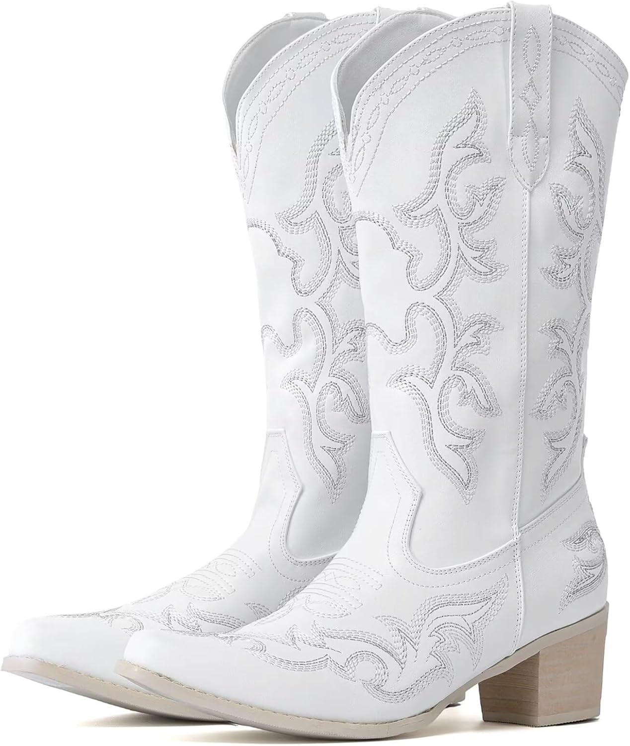 IUV Cowboy Boots For Women Western Boots Cowgirl Classic Fashion Embroidered Pointy Toe Boots