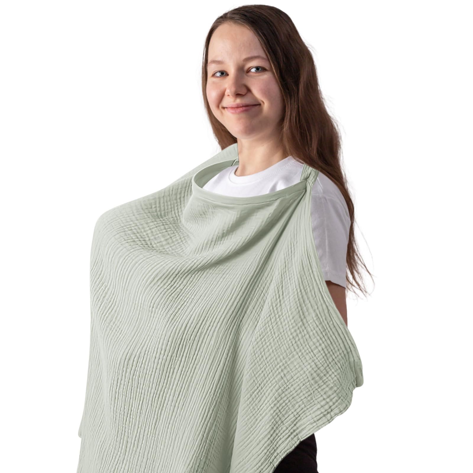 APOMOONS Couverture Allaitement Bebe, Couverture d'Allaitement Bébé Couverture Bebe Douce et Respirante Cache Allaitement Écharpe Allaitement Bébé Ajustable pour Mamans (greyish green)