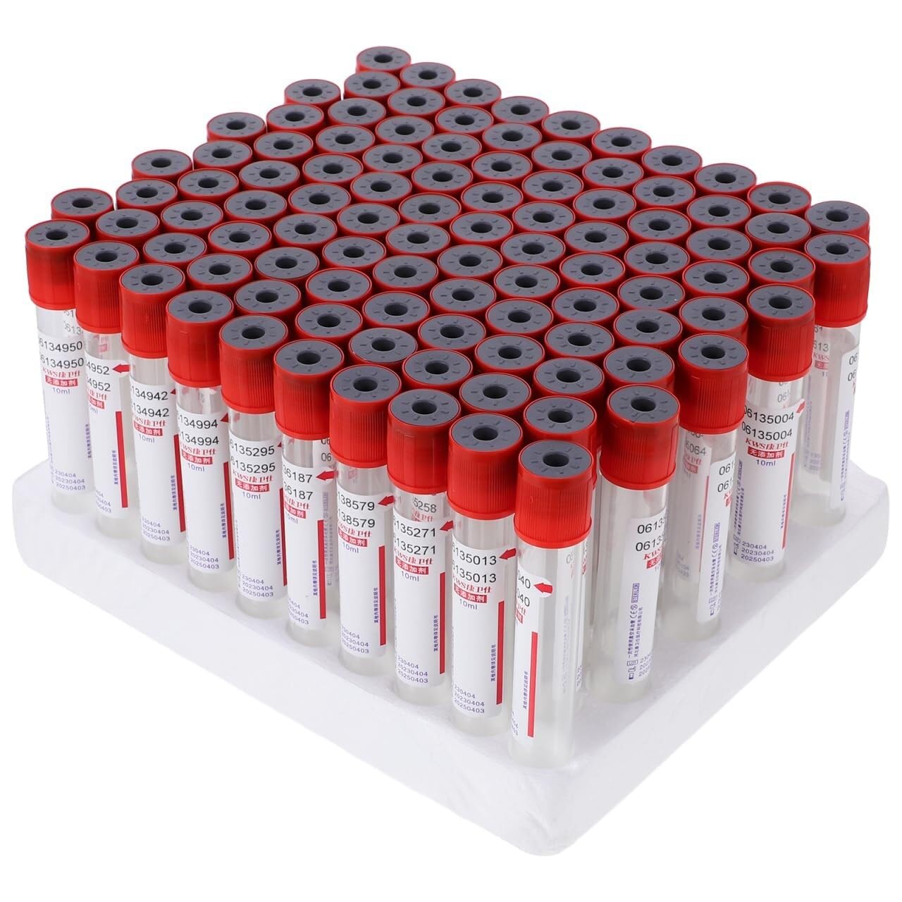 Sterylne jednorazowe probówki do pobierania krwi próżniowej - 100 sztuk, 1/2/3/5/10ml, PET/szkło, aktywator skrzepu i żel separator, do laboratorium i wirówki(10ml)
