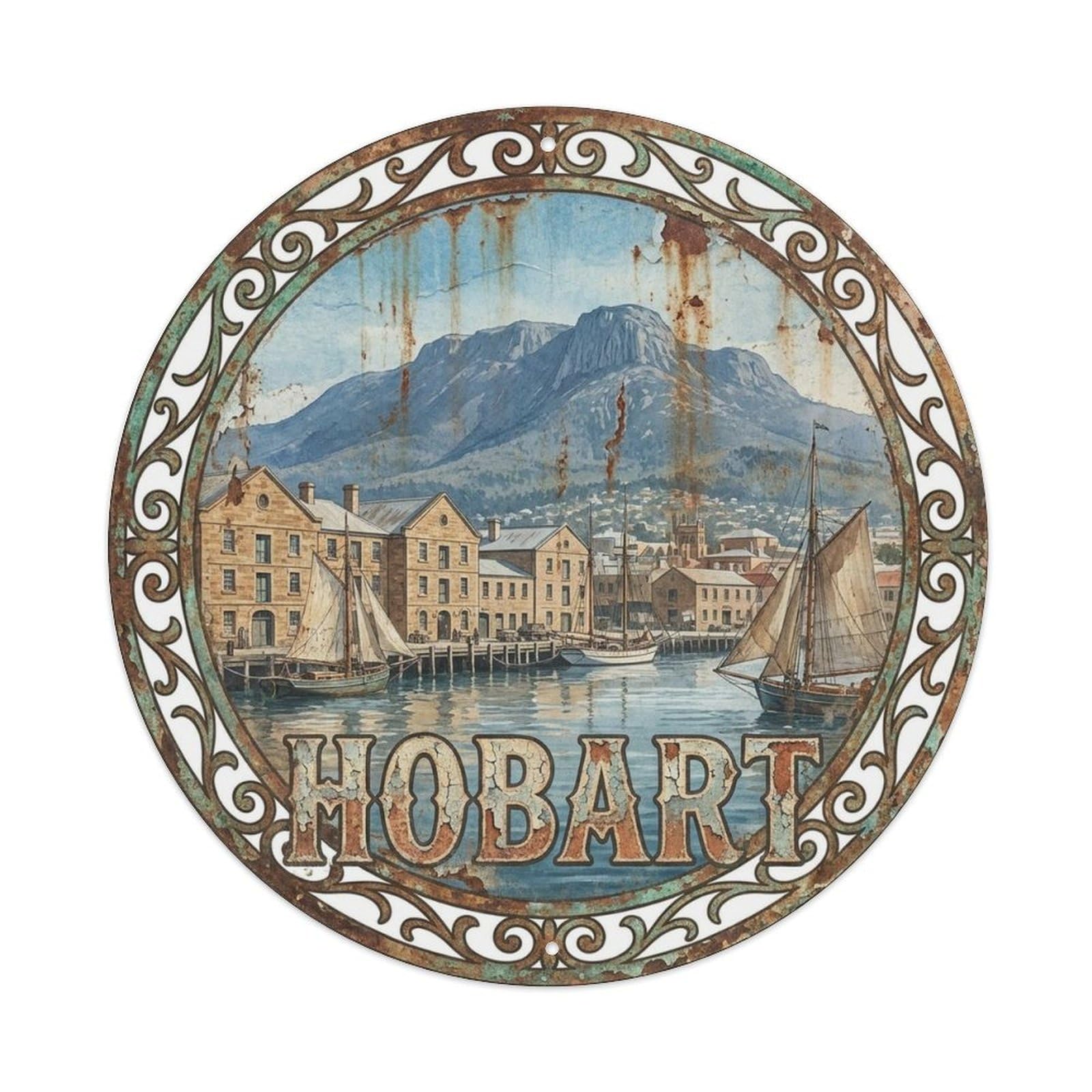 Olyhtr 8X8inch Classic Style Australia Travel Hobart City Coast Outback Metal Tin Sign