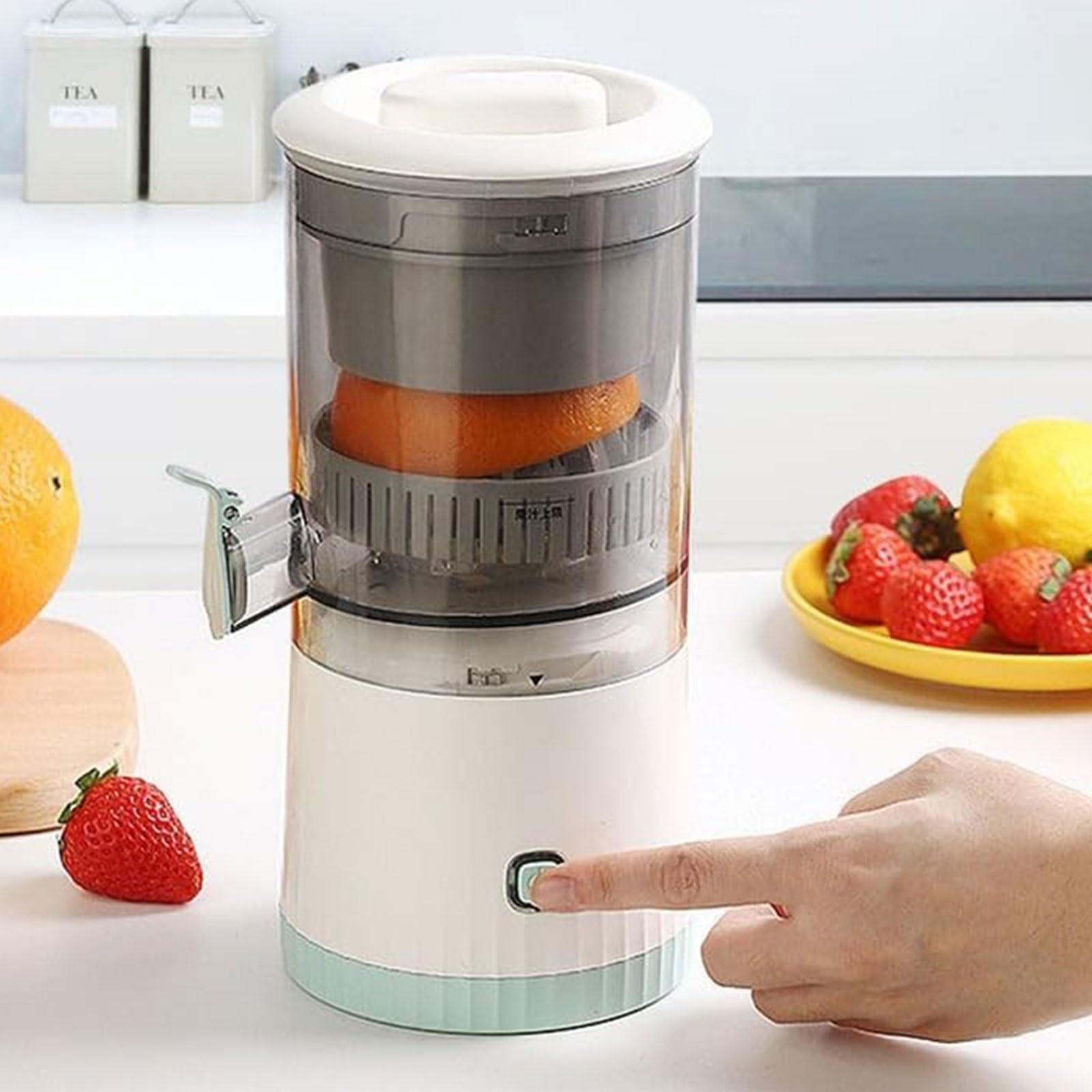 Exprimidor de separación automática mejorado 2025, exprimidor recargable de verduras y frutas, exprimidor de pomelo y naranja, fácil de limpiar (rojo, 3.7 V)