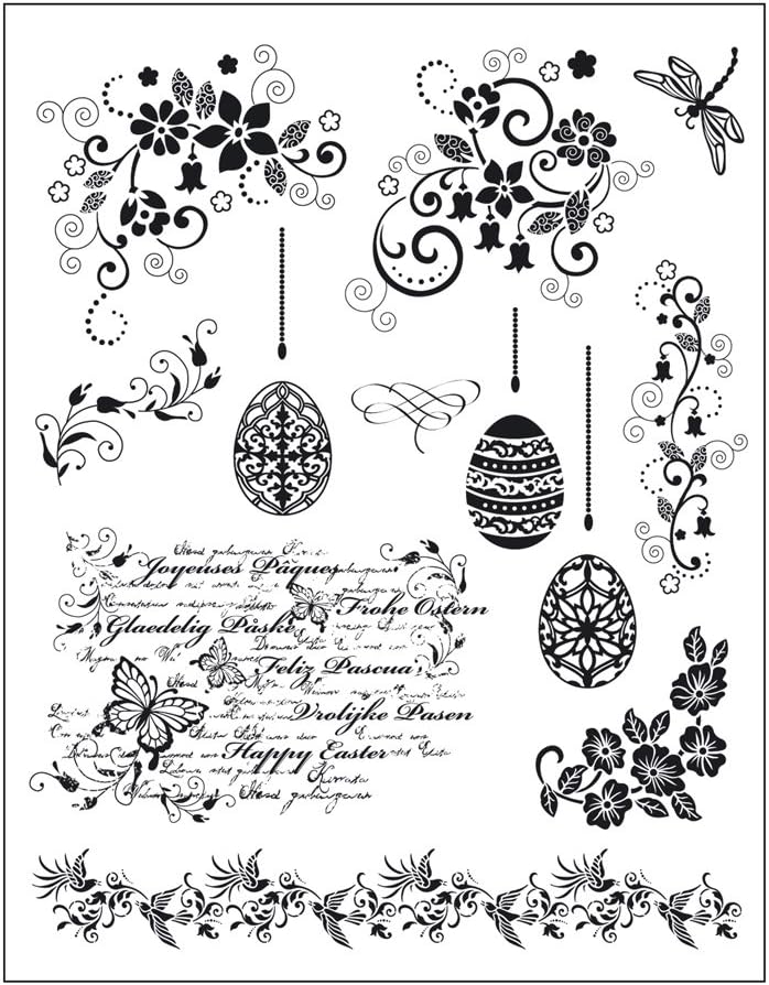 Viva Décor 400301300 Easter Egg and Border Clear Silicone Stamp