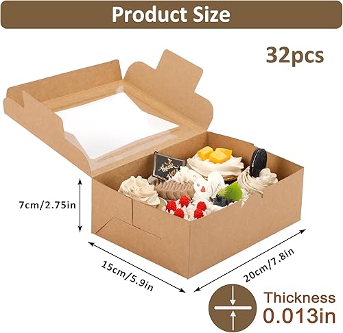 Miniatura 2 de Moretoes 32 cajas de galletas, cajas de panadería de 8 x 6 x 2.5 pulgadas con ventana de 3 estilos, para fresas de chocolate, postres, rosquillas,