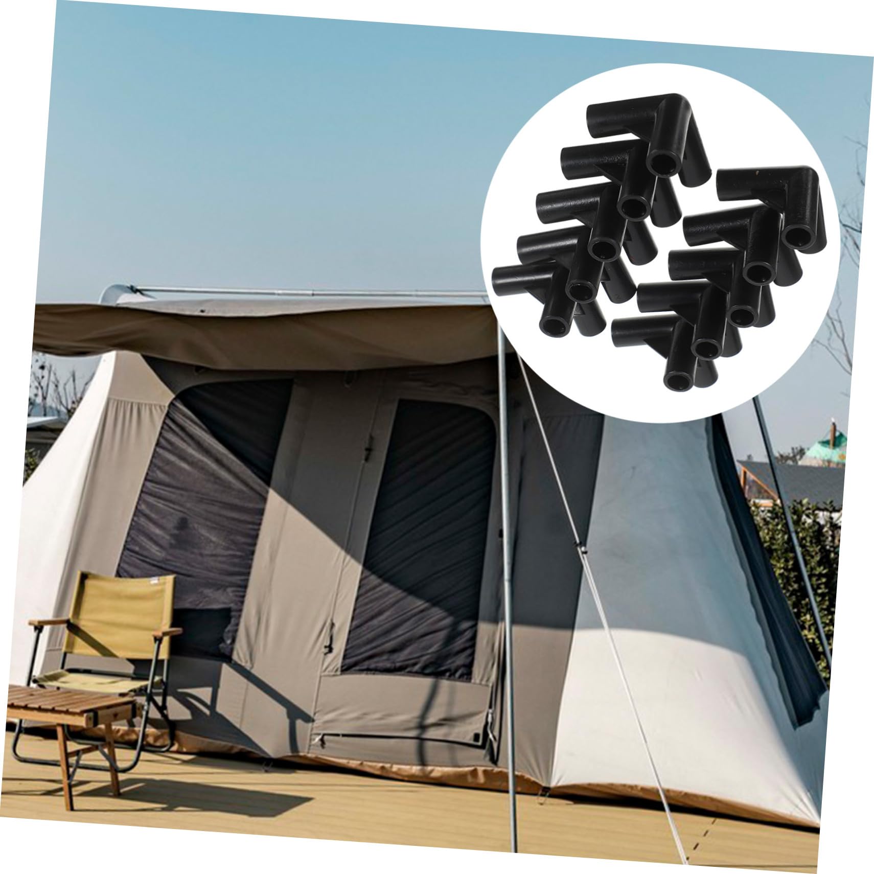 UPKOCH Lot de 24 Connecteurs de Tente à 3 Voies en PE Noir pour Auvent Extérieur, Accessoires de Fixation Compacts et Légers, Pièces de Rechange pour Structure de Véranda et Pergola