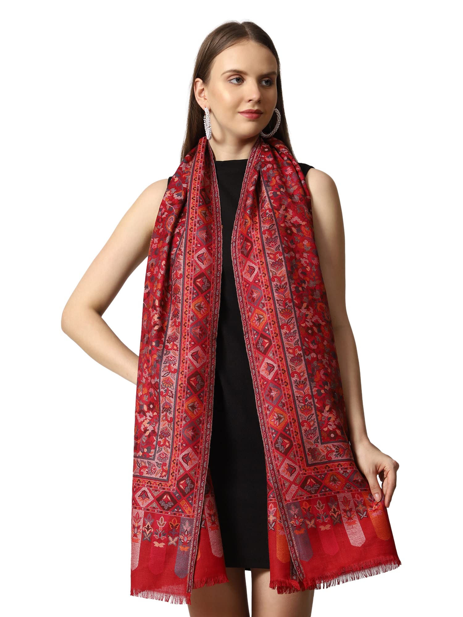 swi with label Women's Kashmiri Kani Wool Stole (2J203_Maroon)-picture-22