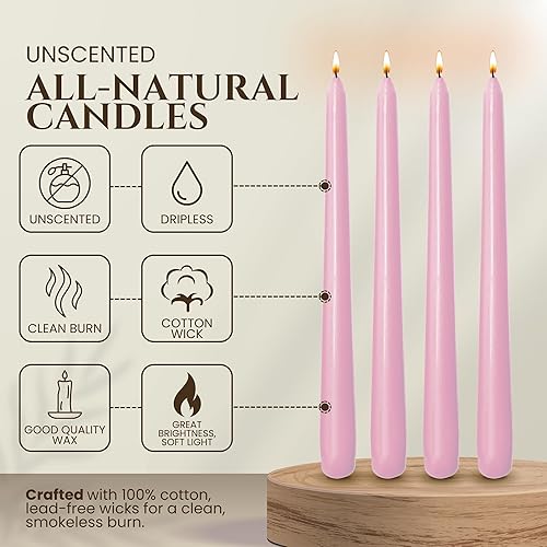 Miniatura 150 de Axiom Candles Velas altas sin goteo de 10 pulgadas sin perfume y sin humo, 9 horas de tiempo de combustión, velas cónicas para el hogar, cenas
