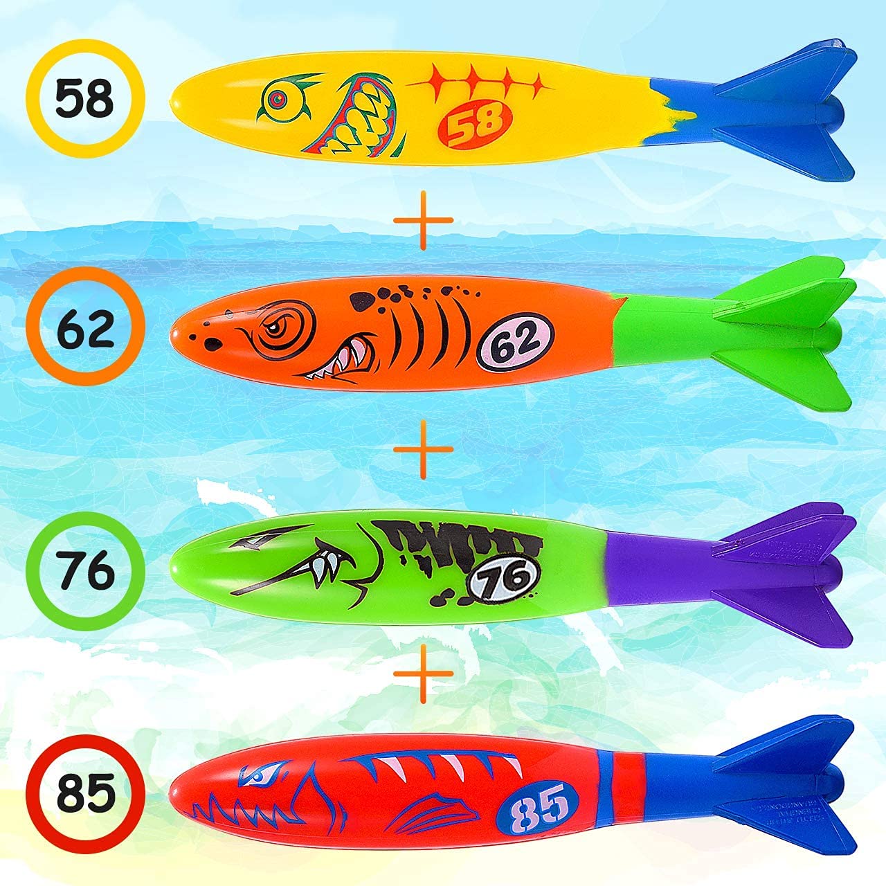 Kit 39 Pièces Jouets De Plongée Piscine - Anneaux, Poissons, Torpilles, Dauphins, Pour Enfants 3-12 Ans