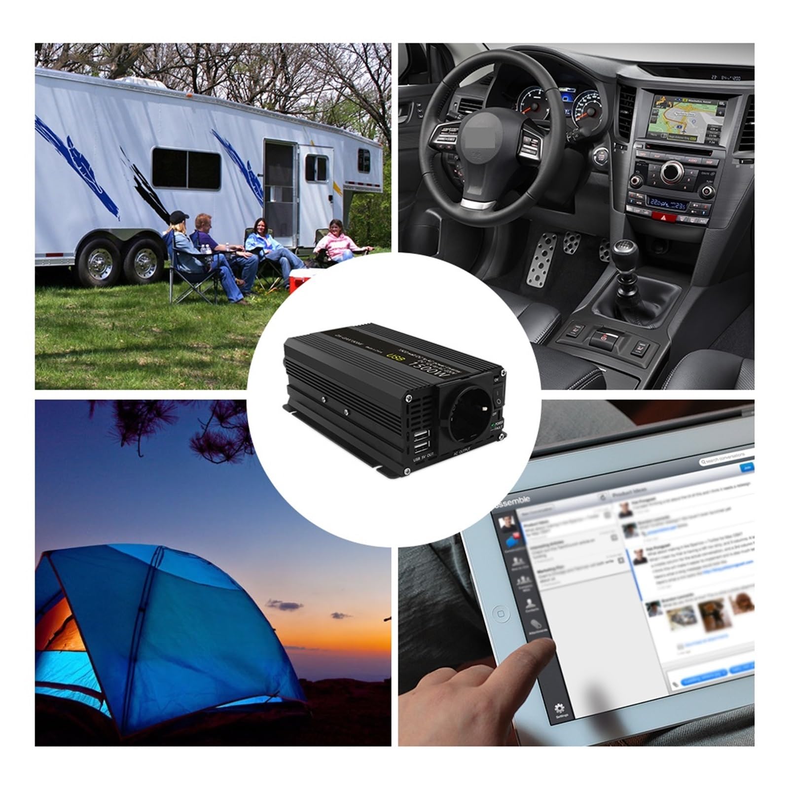 Falownik 12 V 50 HZ 1500 W Moc Szczytowa Samochodowy 2 Gniazda USB AC Przetwornica Mocy Bezpieczne Niezawodne Wszechstronne Zastosowanie