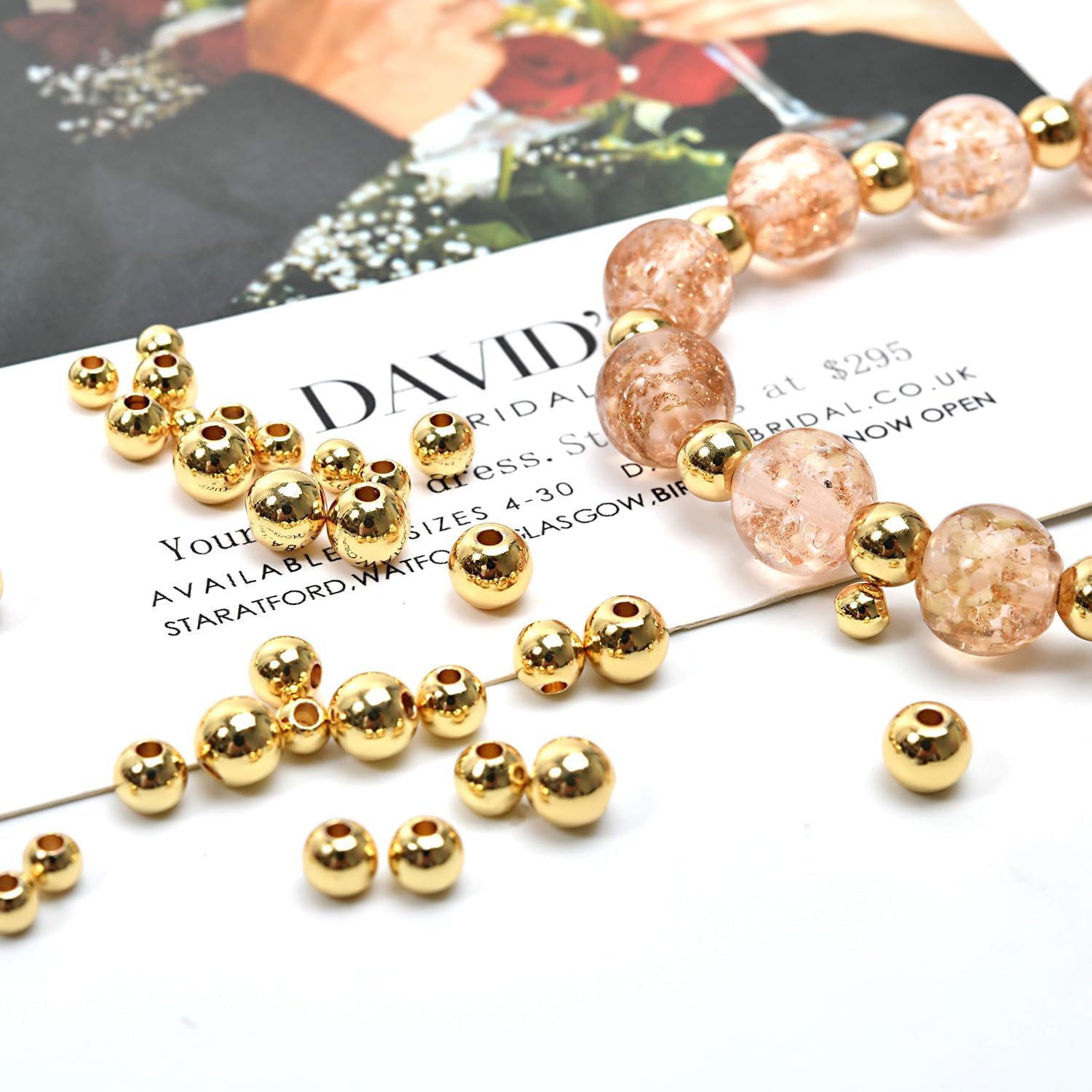 300pcs Mix Gold Spacer Beads - 5 Sizes (2.5-6mm), Brass, Durable, Easy to Use for Bracelet & Necklace Making - Image 4