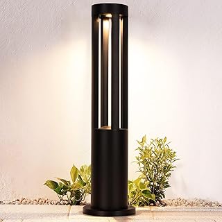 Kingwen 12W Farolas Exterior Jardin 3000K Balizas Exterior Jardin Negro LED Farola 60cm Luces IP65