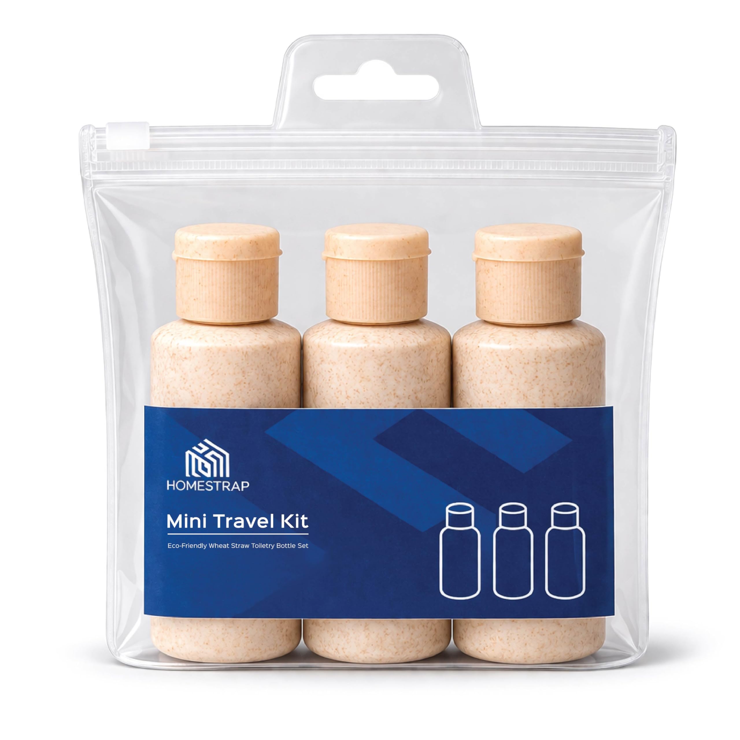 Mini Travel 3 Bottle Set | Leak Resistant Toiletry Storage Organizer with Zip Pouch & Labels | Travel Essential Toiletry Kit | 60ml Refillable & Reusable Wheat Straw Containers-image-40