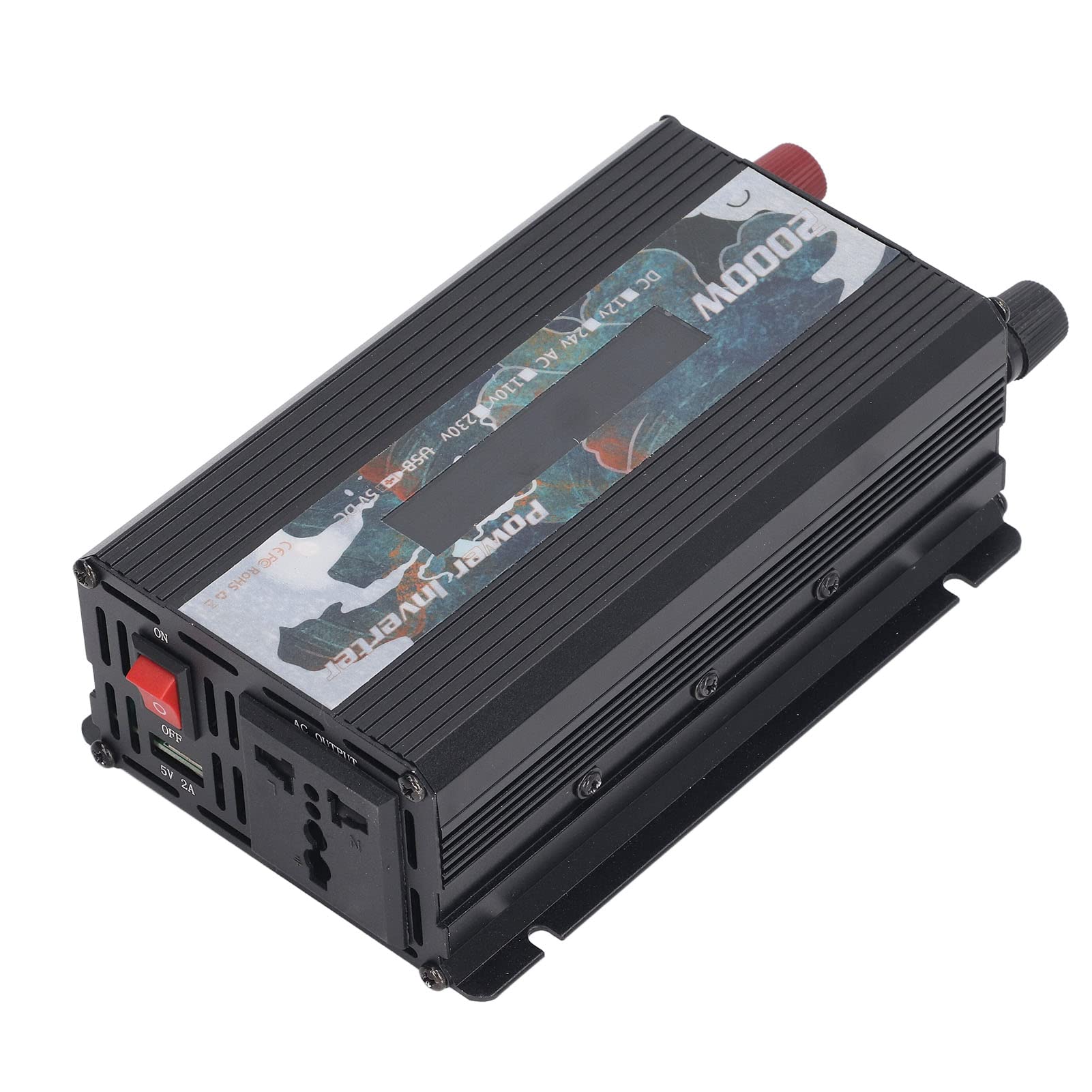 Samochodowa Przetwornica Napięcia Przetwornica Prądu Stałego na Prąd Przemienny ze Stopu Aluminium 2000 W Szczytowa 500 W Rzeczywisty Wyświetlacz LCD Podwójne USB Szybkie Chłodzenie do