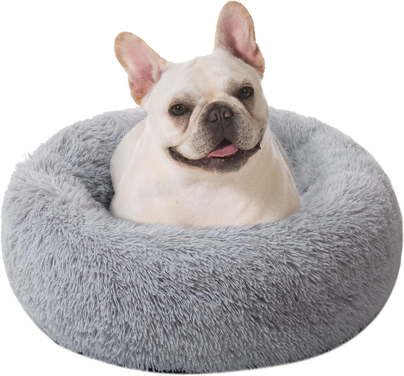DanceWhale Redonda Cama Perro Gato Cama Cama de Felpa para Mascota Lavable Sofa Suave Cachorro Calentito Cojín(60cm, Gris)