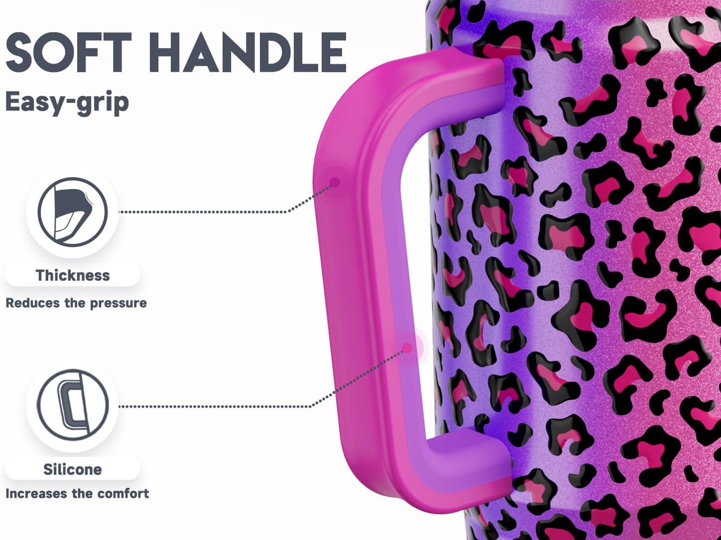 Meoky 32 oz Tumbler with Handle, Insulated Tumbler with Lid and Straw, Stainless Steel Travel Mug, Keeps Cold for 24 Hours, 100% Leak Proof, Fits in Car Cup Holder (Celebration) - Image 4