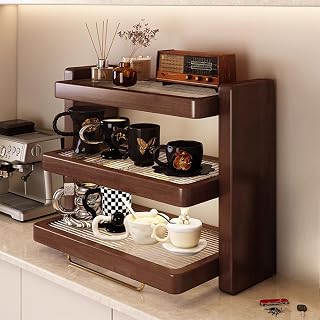 Wood Countertop Cabinet Coffee Mug Holder, Table Top Storage Cabinet, Coffee Bar Organizer, Mug Cup Stand Organizer 3 Tier, Mug Display Rack for Countertop, Mug Storage Cabine, Mug Shelf for Kitchen
