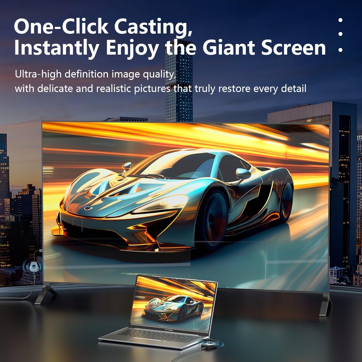 Wireless HDMI Transmitter and Receiver, 165FT/50M 2.4/5.8GHz Dual Band, 1080P@60Hz Low Latency, Plug and Play, USB‑C Cable/Mini/Micro HDMI Adapters for TV/Projector/Laptop/DSLR/Camera