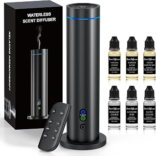 Maromalife Waterless Essential Oil Diffuser: 1000 Sq Ft Coverage, Tilt-Safe, Remote, Mood Lights, Adjustable Mist for Home Office