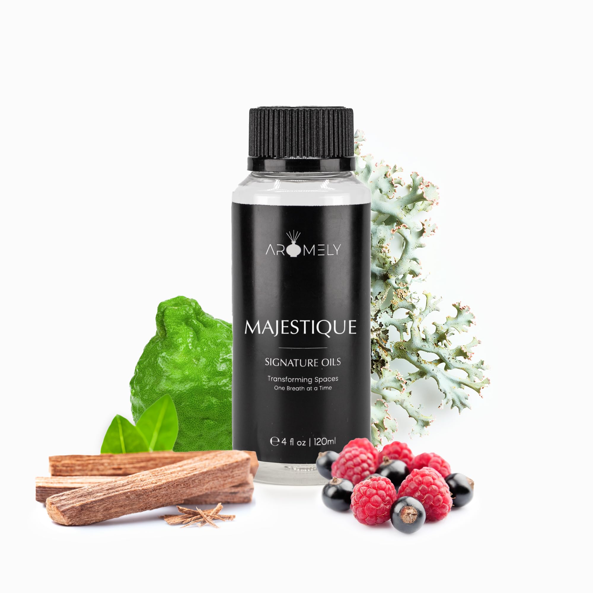 Aromely Diffuser Oil Majestique a Sophisticated Blend of Bergamot, Sandalwood, Oud, Jasmine, Saffron, Sweet Berry, Oakmoss, and Vanilla Creating an Exquisite Fragrance for Scent Diffusers (120ml)