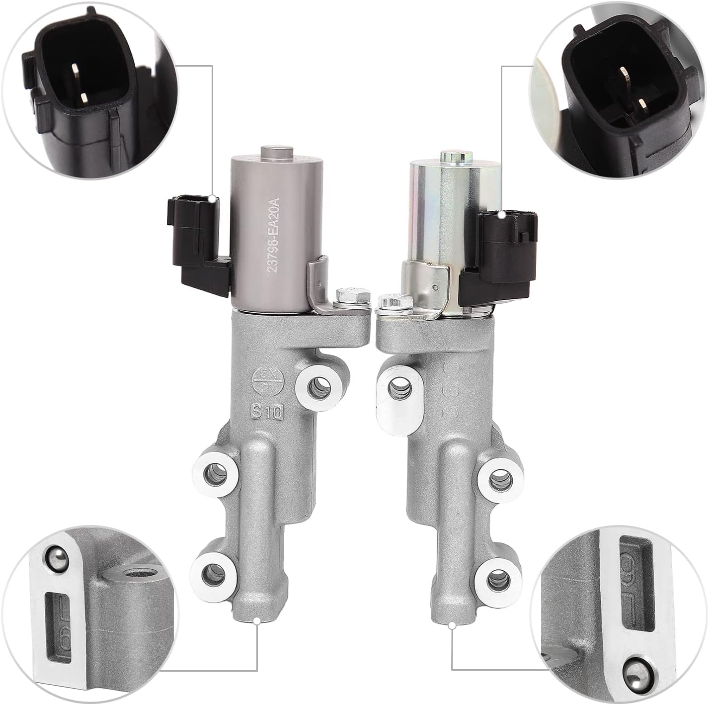 Engine Valve Variable Timing Solenoid Oil Control VVT Left Right Compatible with Nissan Frontier Pathfinder Xterra Quest Maxima Altima Murano 350Z OE# 23796-EA20A 23796EA20B 917-011 917-012