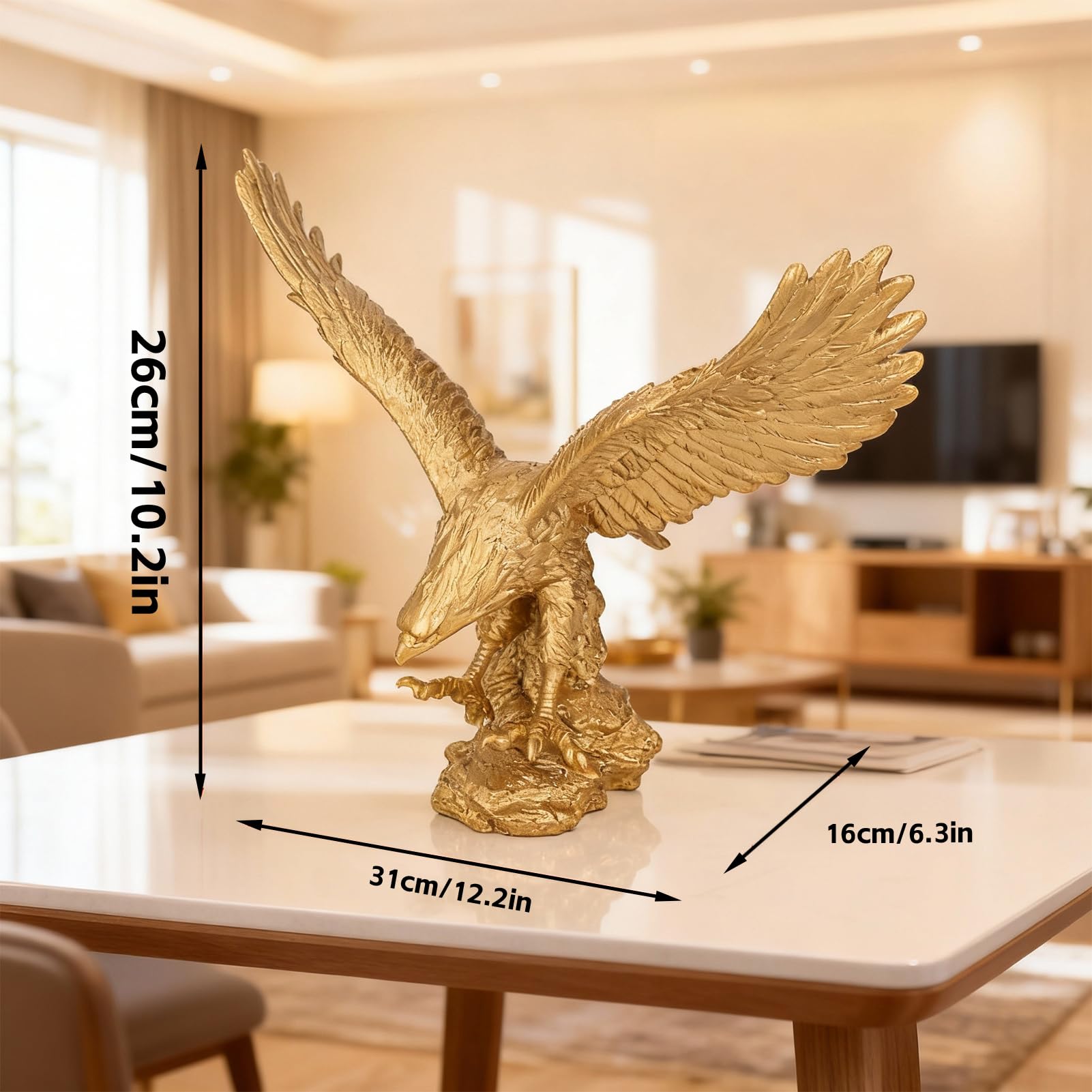 Aquila Reale Scultura Decorativa Grande Statua Aquila maestosa in Resina per Ufficio Casa Giardino Scrittoio Regalo di Lusso Decorazione d'Interni