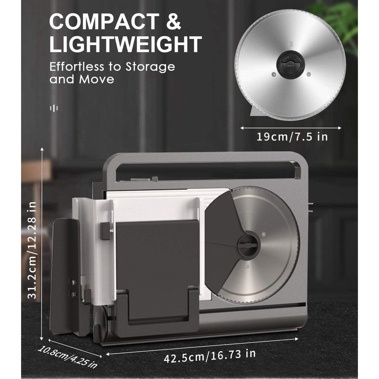 Affettatrice pieghevole in acciaio inox, spessore regolabile da 1 a 15 mm, protezione di sicurezza per bambini, adatta per carne, pane, pancetta e formaggio