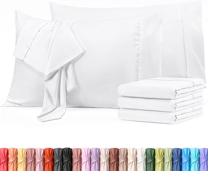 Juego de 12 fundas de almohada tamaño king, fundas de almohada cómodas y ultrasuaves, color blanco | Cómodas fundas de almohada tipo funda de almohada con cierre de sobre, tela transpirable, resistente a la decoloración y al encogimiento, lavable a máquina