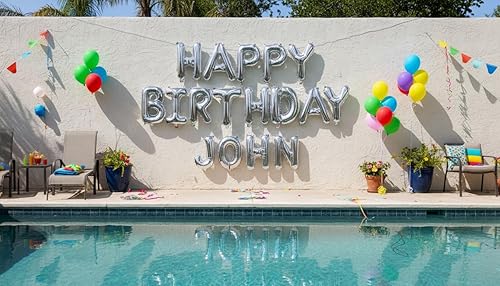 Miniatura 14 de Globo de feliz cumpleaños de oro rosa con nombre personalizado de 16 pulgadas, letras de globos de feliz cumpleaños con juego de letras A-Z y letras