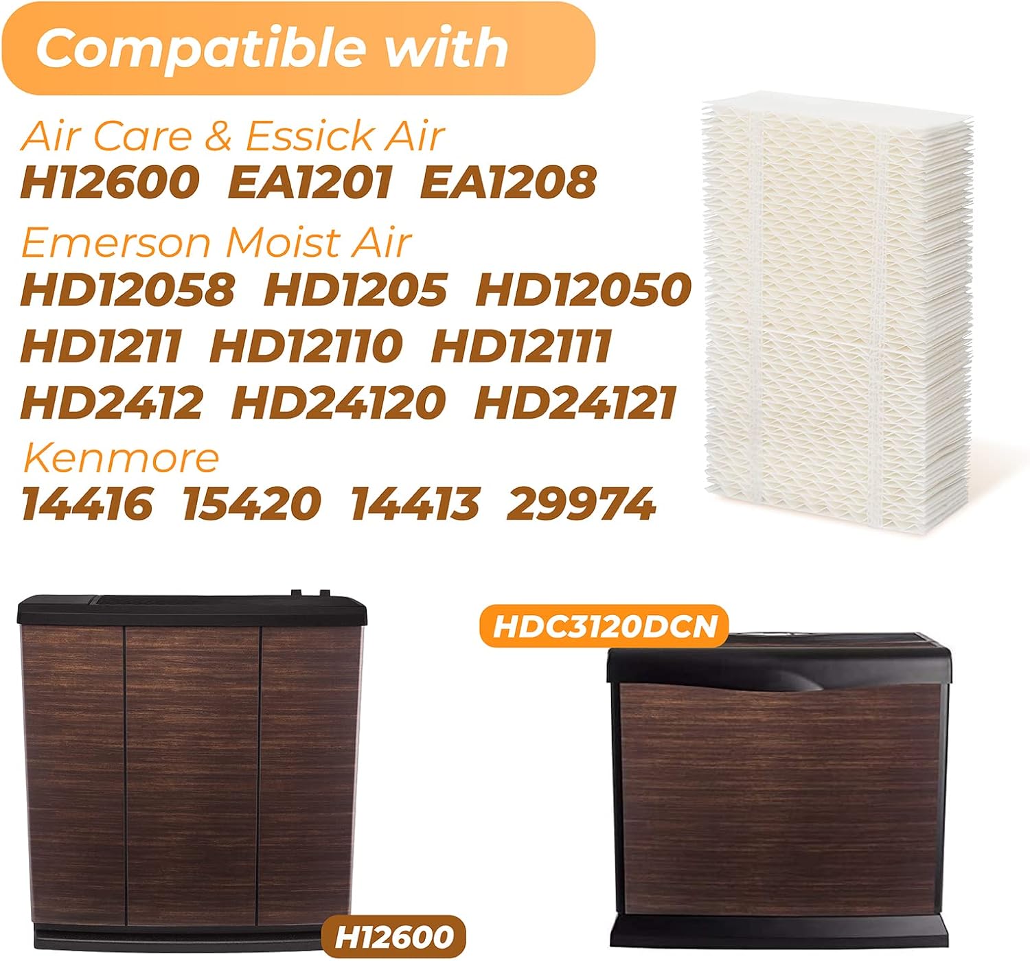 Ximoon HDC411 Humidifier Wick Filter for AIRCARE Essick Air HD1205 HD1211 EA1201 EA1208 HD12110 Compatible with Kenmore 14909 14912 32-14912 42-14912 - 4 Pack