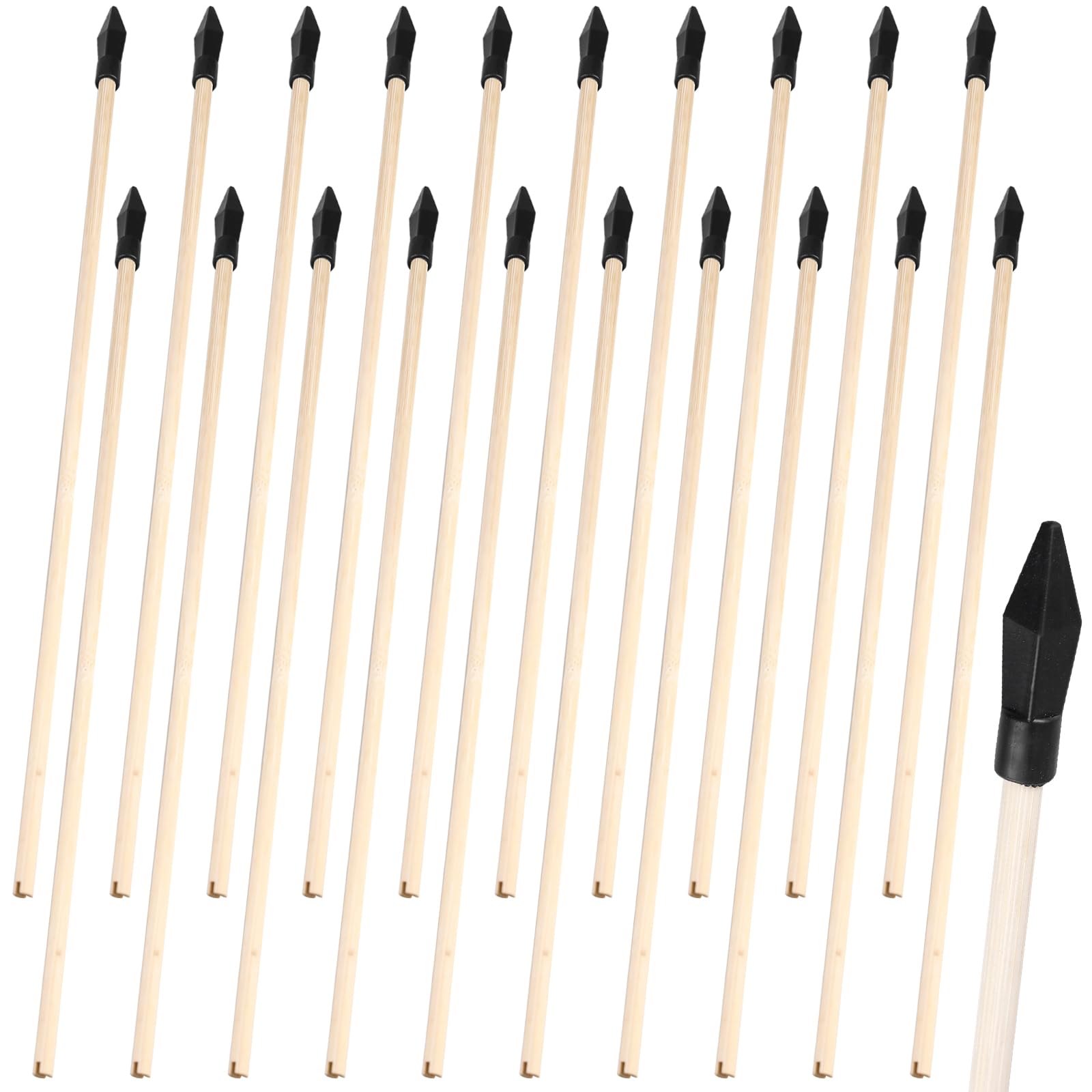 Lot de 20 flèches en bois de 45 cm de rechange en bambou avec pointe en caoutchouc pour tir à l'arc - Flèches en bois de haute sécurité pour débutants - Flèches de tir à l'arc - Pour les débutants