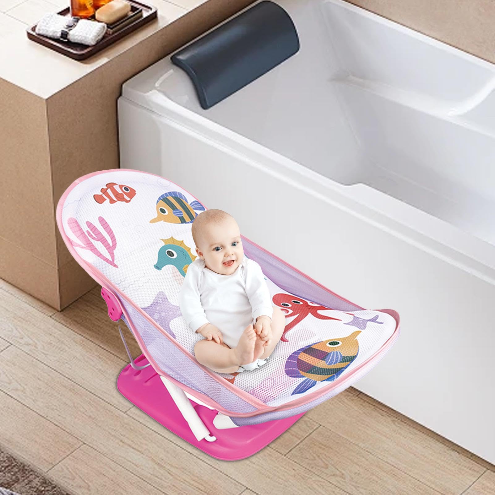 Asiento de baño para bebé – Silla de baño para bebé que ahorra espacio