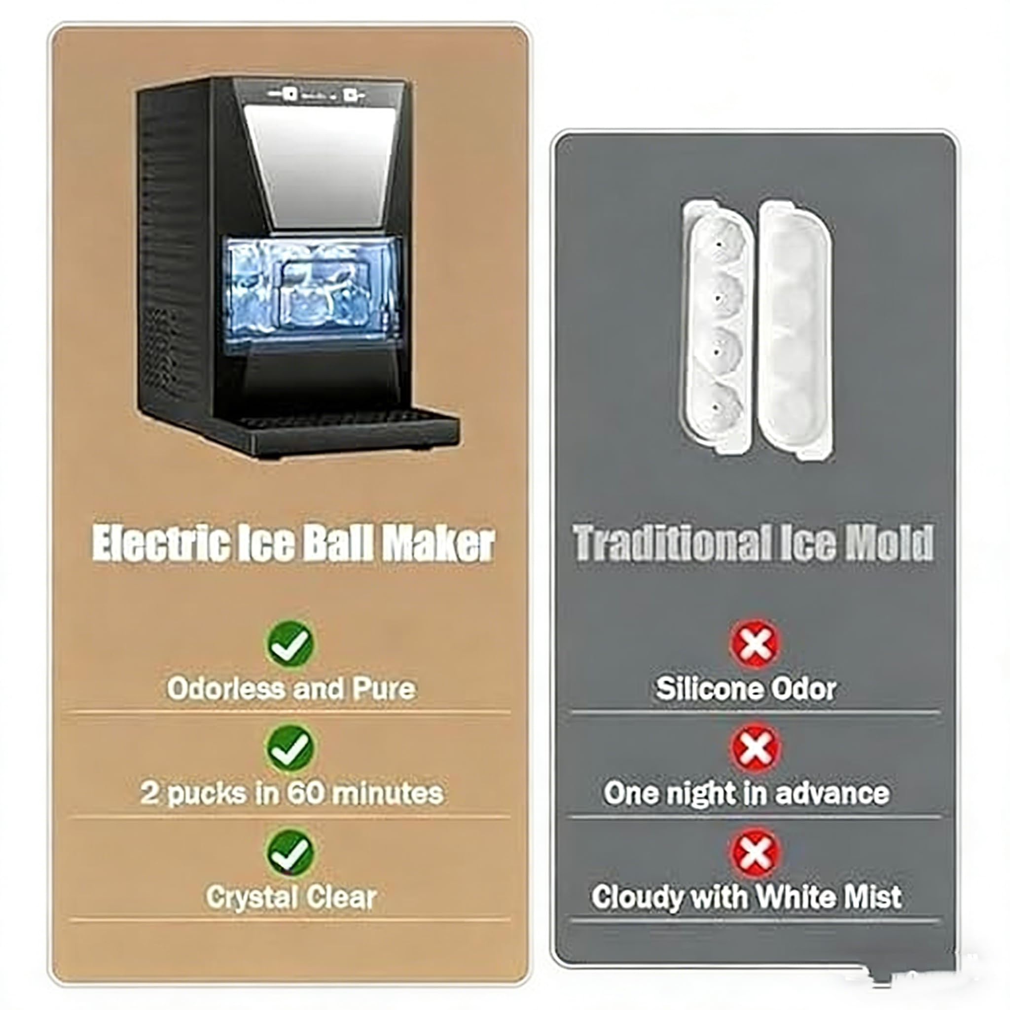 Zoienu Ice Maker, Clear Sphere Ice Machine, Ice Ball Maker, Ice Makers Countertop With Self-Cleaning For Whiskey, Bourbon, Brandy, Rum on Fridge.com - View 5