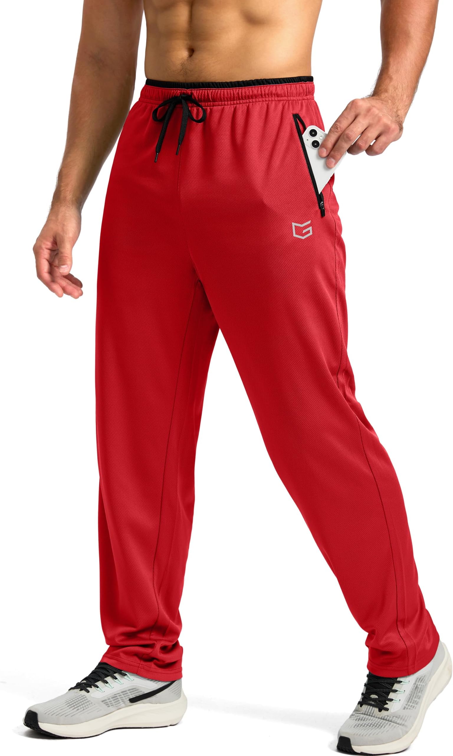 Men's Sweatpants Mesh Lightweight with Zip Pockets Breathable Quick Dry Athletic Pants for Workout Running