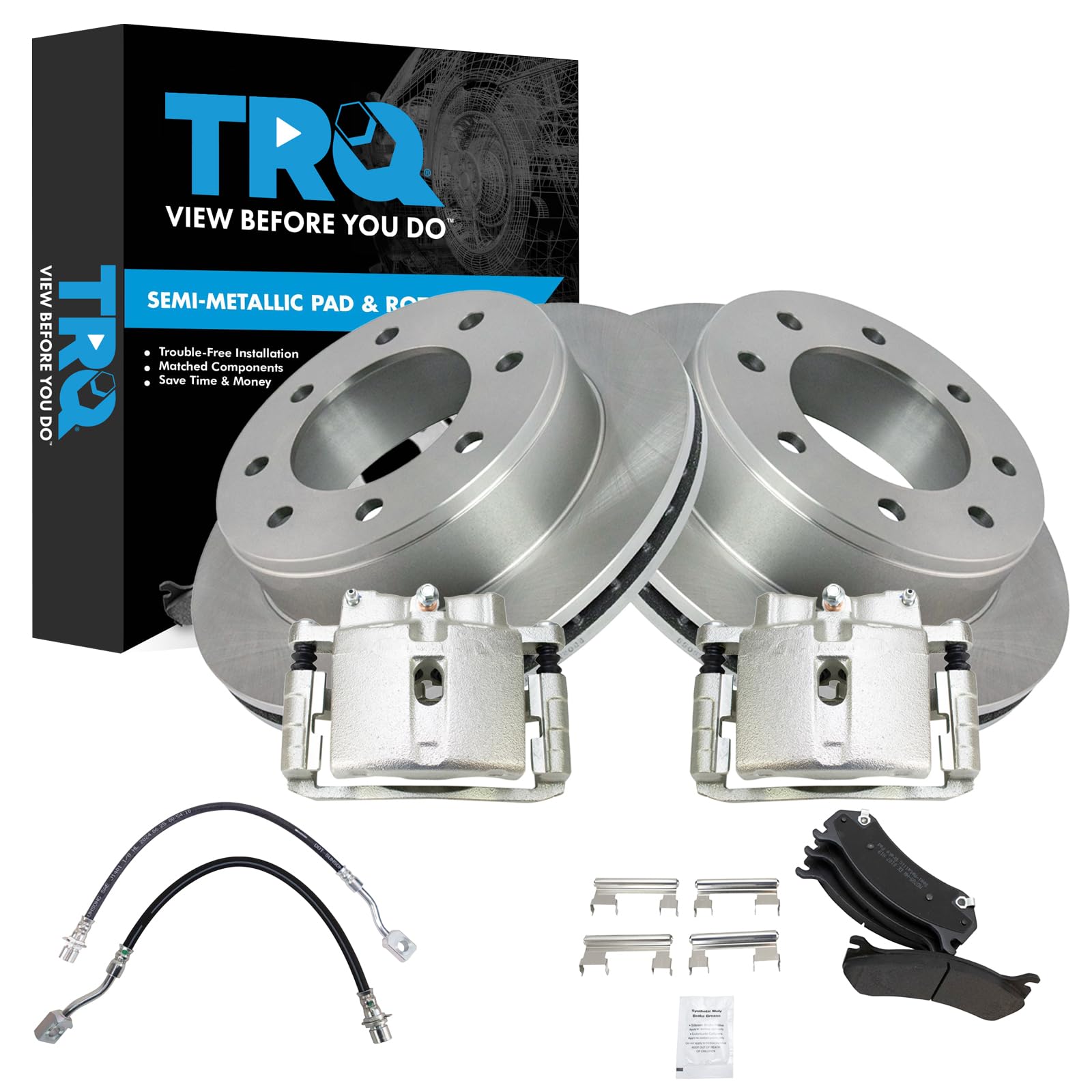 TRQ Rear Brake Pad &amp; Rotor Kit Semi-Metallic