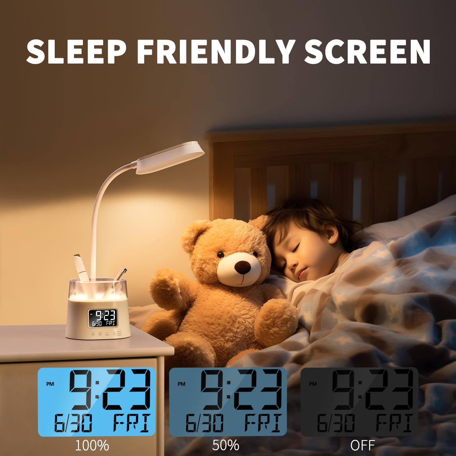 Bokefo LED Desk Lamp with Pen Holder & RGB Ambient Lights, 3 Colors Stepless Dimming Table Lamp - Image 4