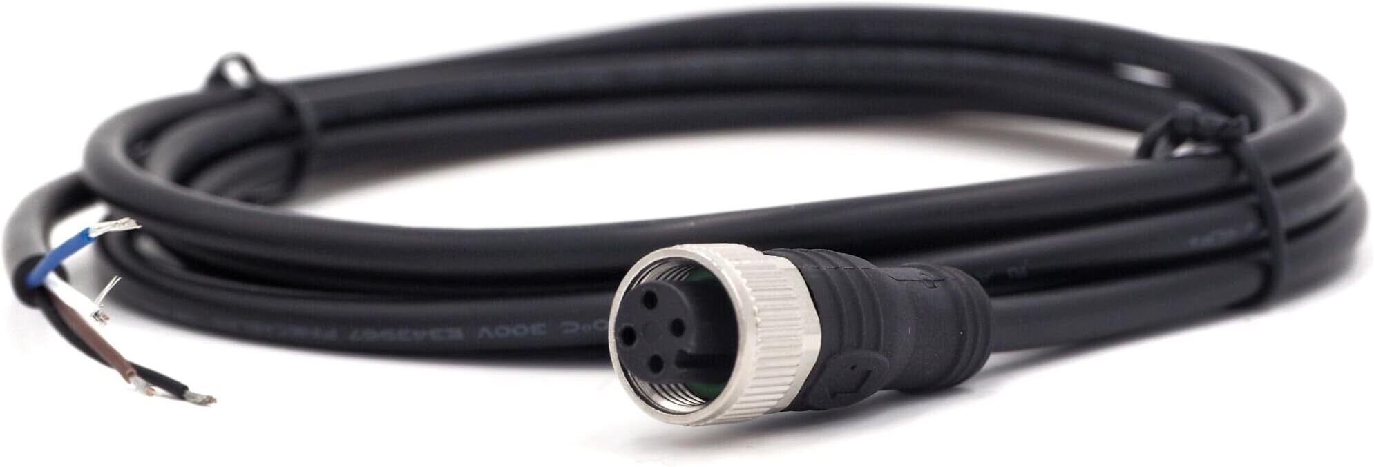 FinecablesIndustrial M12 Female 4 Pin Connector 2 Meter Molded PVC Cable, UL Listed