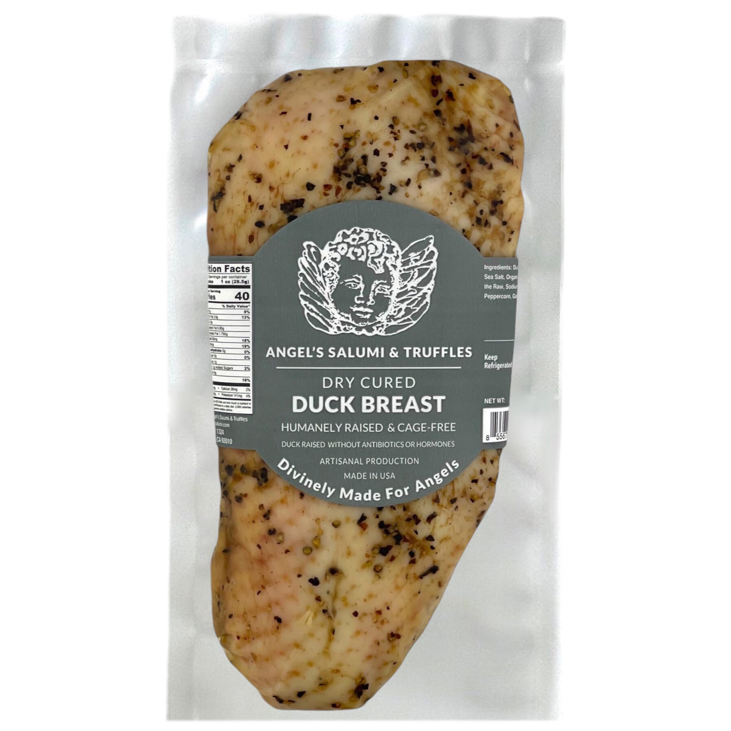 Angel's Salumi Dry-Cured Duck Breast "Prosciutto" – 10.5-12oz Gourmet Artisanal Charcuterie – Humanely Raised, Antibiotic & Hormone-Free, Vegetarian