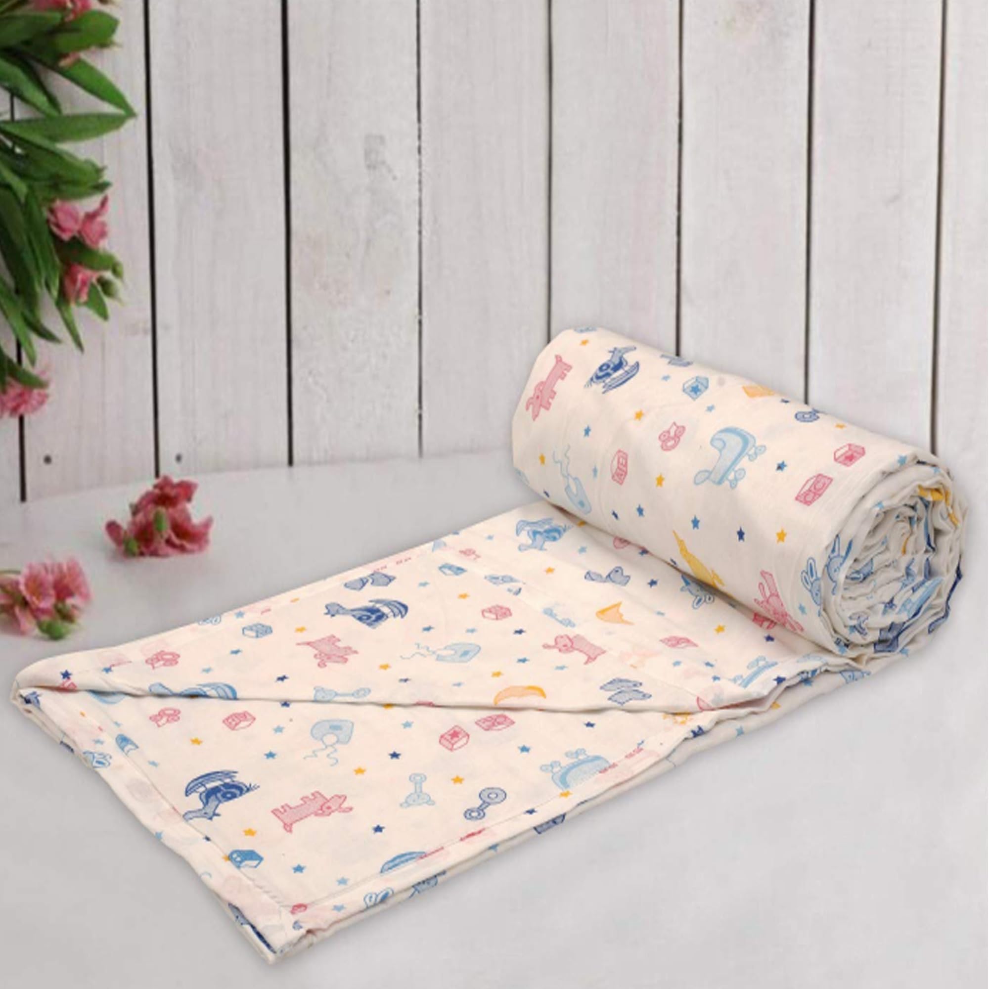 Trance Home Linen 100% Cotton | Kids Dohar | Double Bed | 150 GSM | Reversible Ac Comforter | Light Weight All Season Soft Blanket (84x90 Inches | Ducks)